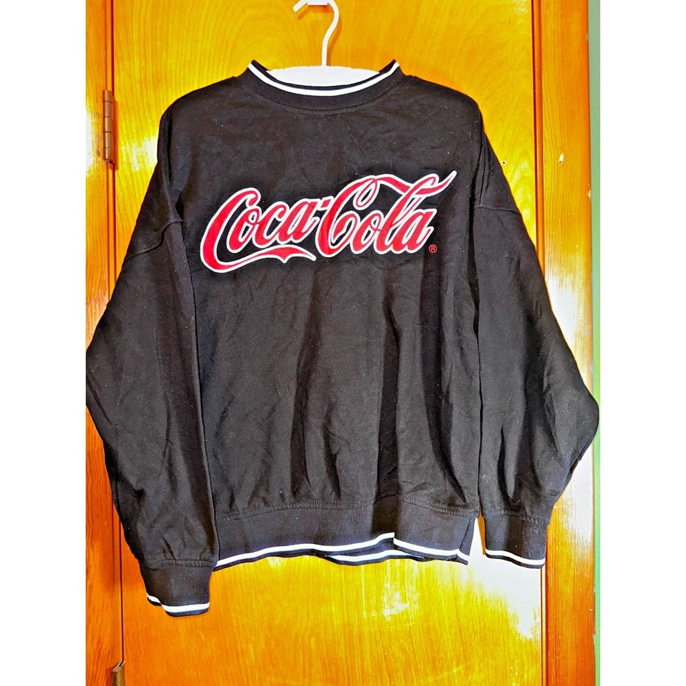 H&M Coca Cola Coke Crewneck Sweatshirt Black Red Logo Oversized XS